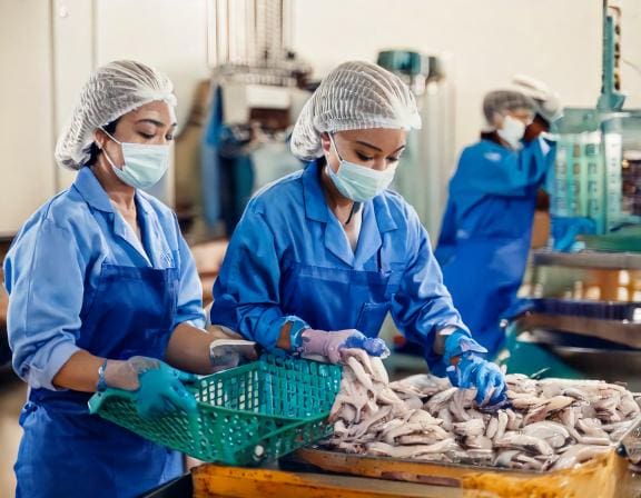 Firefly Female workers are cleaning squid in the factory. 87779-Putino-Food