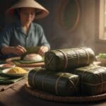 Hình ảnh gia công bánh chưng (bánh tét)