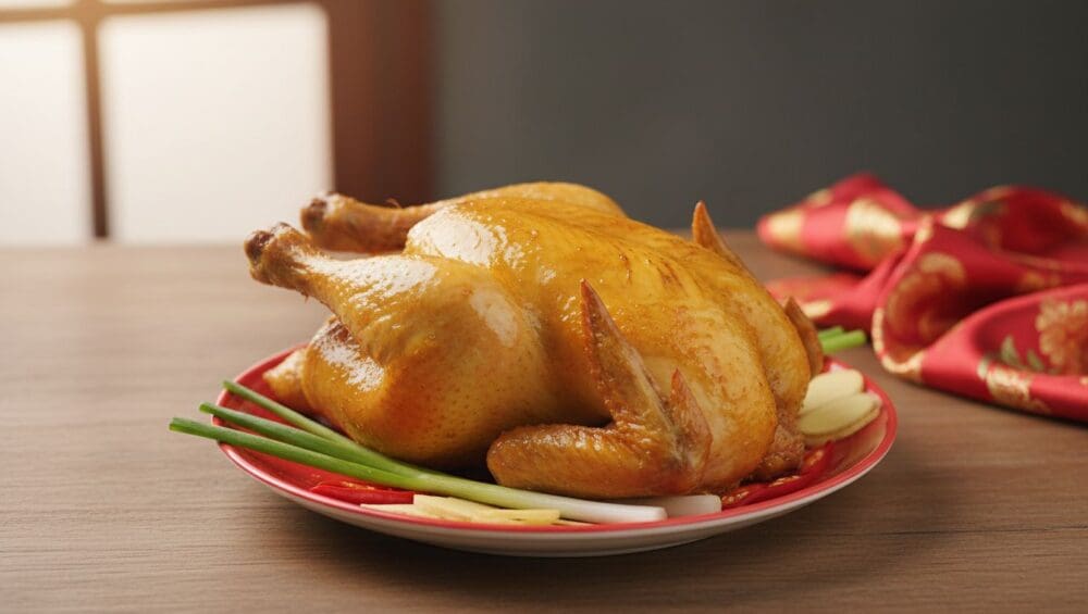 Gia công Gà Cúng (Gà Luộc) tạo dáng: Tiện lợi ngày Rằm 1-Putino-Food Hình ảnh gia công gà cúng (luộc sẵn)