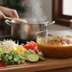Hình ảnh gia công canh chua (cốt và rau)