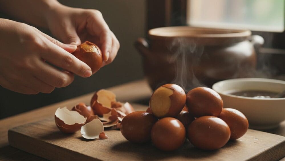 Gia công Trứng cút/Trứng gà luộc bóc vỏ, kho sẵn: Giải pháp tối ưu cho quán ăn và bếp công nghiệp 1-Putino-Food Hình ảnh gia công trứng kho (bóc vỏ)