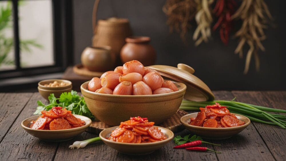 Gia công Củ Kiệu, Dưa Món: Giòn Trắng, Không Hăng 1-Putino-Food Hình ảnh gia công củ kiệu (dưa món)