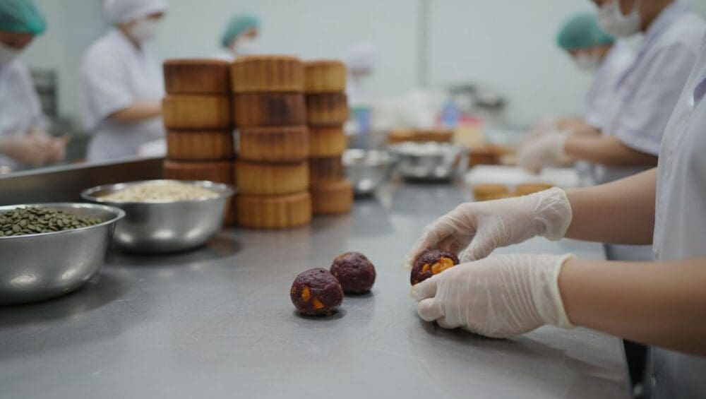 Hình ảnh gia công nhân bánh trung thu