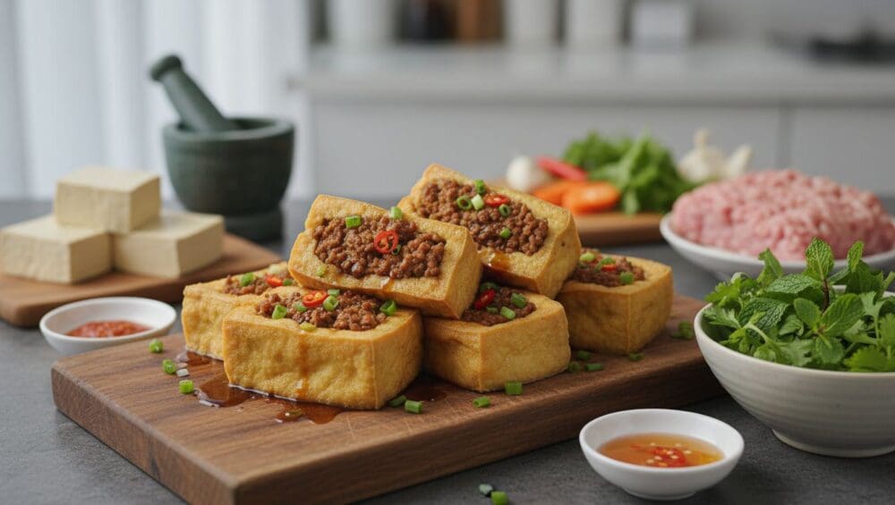 Gia công Đậu hũ dồn thịt: Món ngon quen thuộc, giải pháp tiện lợi cho mọi nhà 7-Putino-Food Hình ảnh gia công đậu hũ dồn thịt