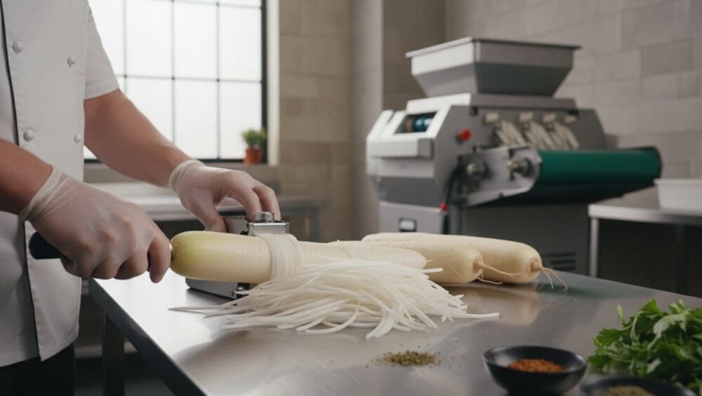 Gia công bào sợi Củ cải trắng: Trắng giòn, không hăng 1-Putino-Food Hình ảnh gia công bào sợi củ cải trắng