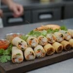Hình ảnh gia công chả giò hải sản (cuốn sẵn)