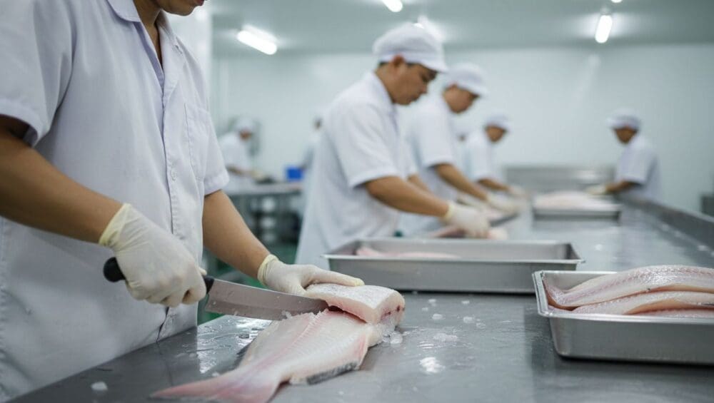 Hình ảnh gia công fillet cá basa