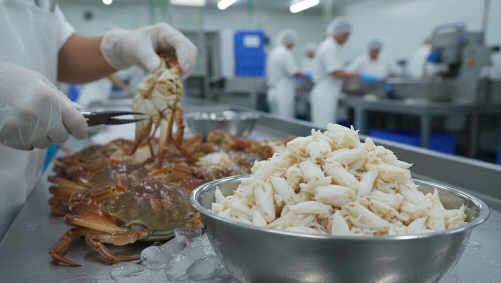 Hình ảnh gia công cua lột vỏ (thịt cua)