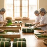 Hình ảnh gia công sơ chế lá chuối
