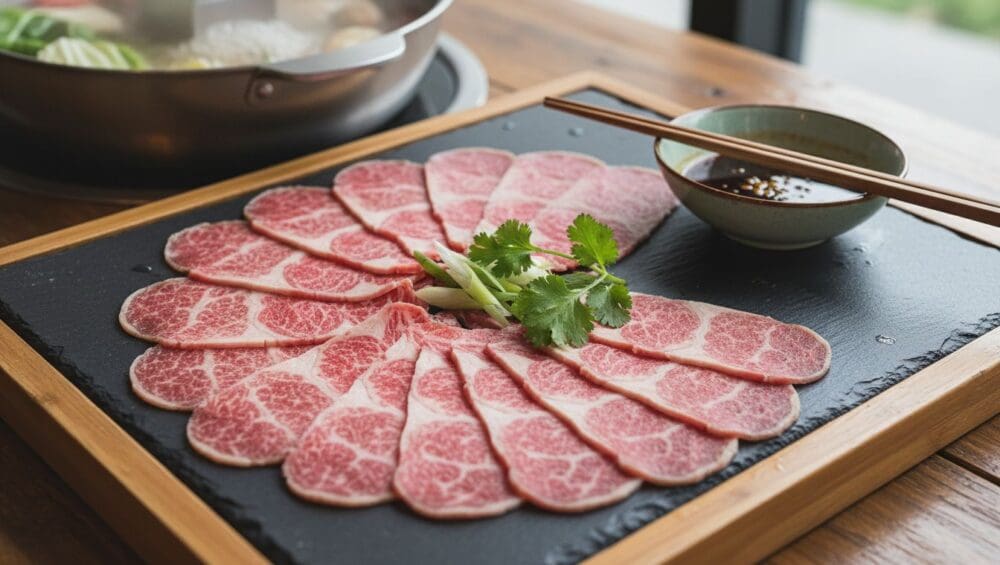 Hình ảnh gia công thịt bò thái mỏng (nhúng lẩu)