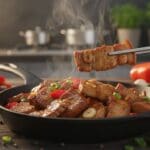 Hình ảnh gia công thịt vai heo thái miếng (xào)