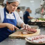 Hình ảnh gia công cắt lát bạch tuộc