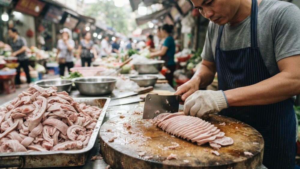 Gia công Cuống Họng heo thái lát: Giòn giòn cho món cháo lòng 1-Putino-Food Hình ảnh gia công cuống họng heo thái lát