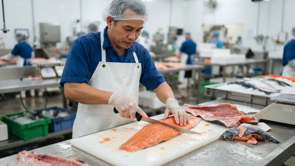 Gia công Fillet cá Hồi Nauy: Đi đường dao chuẩn, sạch xương 10-Putino-Food Hình ảnh gia công fillet cá hồi