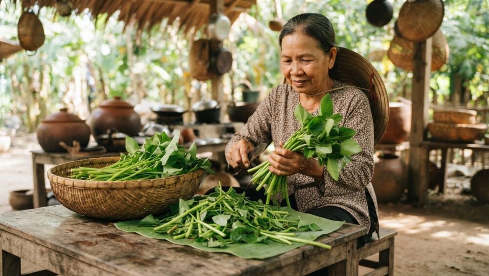 Hình ảnh gia công lặt rau kèo nèo