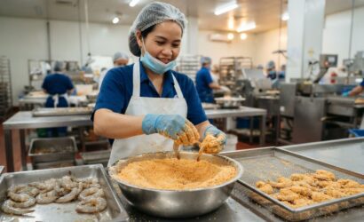 Gia Công Bao Bột Tôm Lăn Bột Chiên Xù: Duốt Thẳng Tôm, Áo Bột Xù 2-Putino-Food Hình ảnh gia công bao bột tôm lăn bột