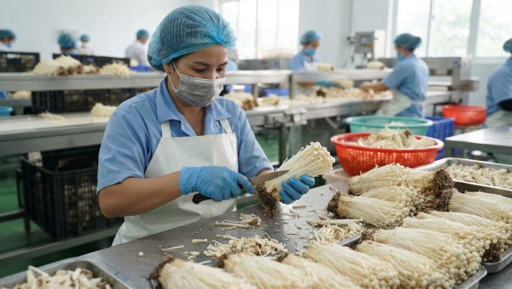 Hình ảnh gia công cắt gốc nấm kim châm