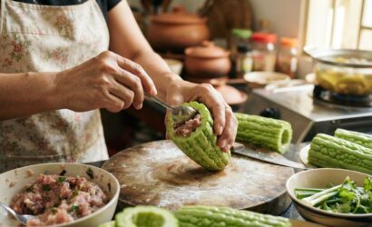 Hình ảnh gia công nhồi thịt khổ qua