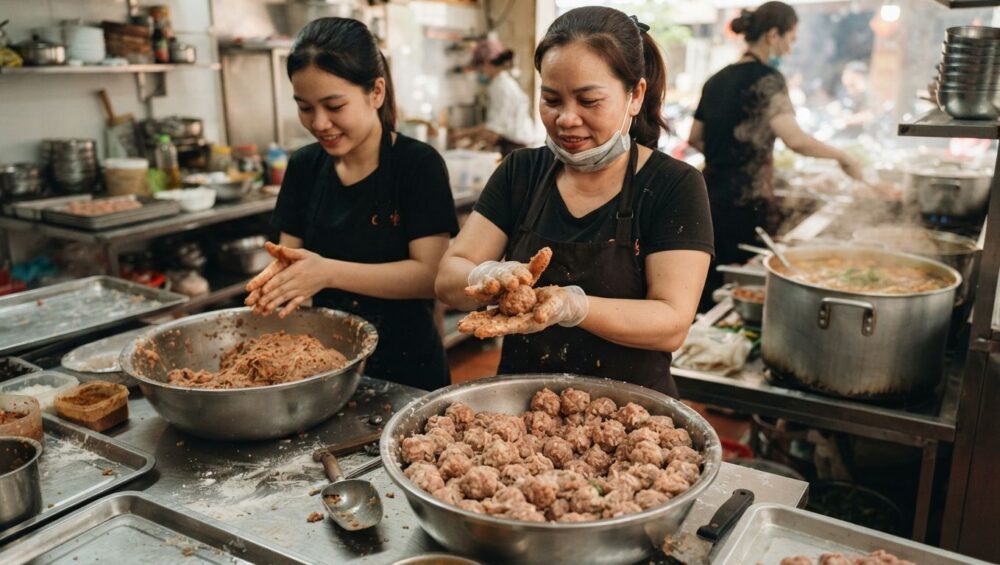 Hình ảnh gia công viên mọc bún riêu