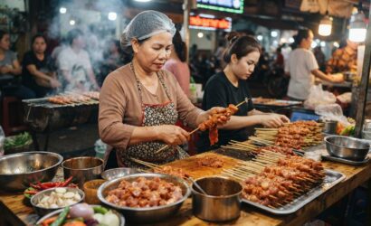 Hình ảnh gia công xiên que thịt nướng